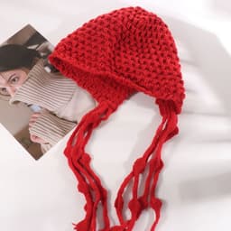 Móc Mũ Dệt Kim, Tua Rua Handmade Tua Rua Beanies, Phong Cách Bohemian Dễ Thương Rỗng Ra Hàn Quốc Mũ Đan Du Lịch 5