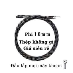 Dây thông tắc cống Inox siêu bền 10m dễ dàng lắp với máy khoan, xử lý bồn cầu hiệu quả 4