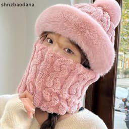 Mũ Len Lông Cừu Trùm Đầu Chống Gió Kèm Khăn Quàng Cổ 3in1 Siêu Ấm Áp. Mũ Chùm Đầu 3in1 Kèm Khẩu Trang Mẫu vặn thừng 7