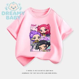 KpopQuần áo nữ săn quỷ Rumi Mira Zoe tay áo ngắn cô gái mùa hè dễ thương giản dị linh hoạt áo phông cotton nguyên chất 5