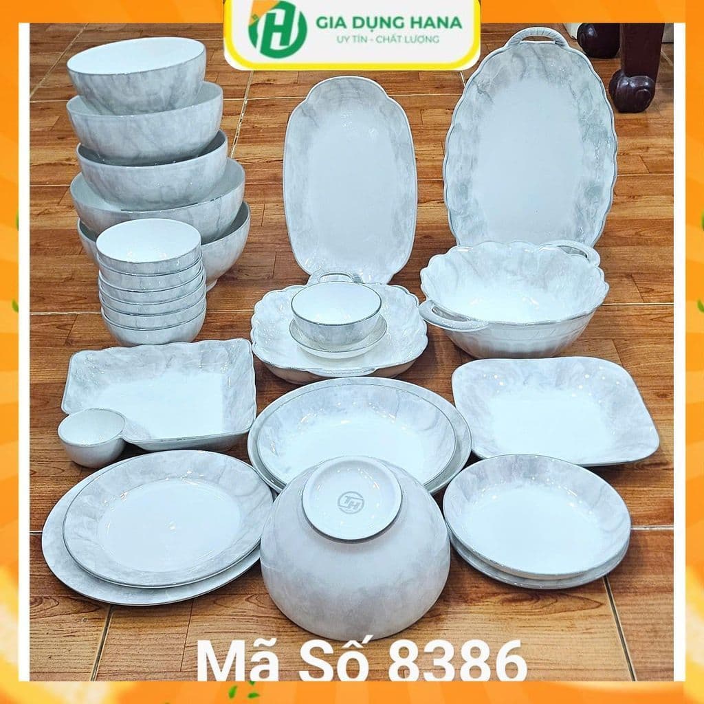 Lẻ món bát chén đĩa sứ  họa tiết Vân Đá MARBLE