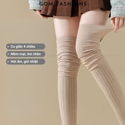 Tất đùi nữ lolita mùa đông mang boot GOMTAT, vớ đùi cổ cao thời trang, mang giày bốt, mềm mịn giữ ấm - KEM-002 9