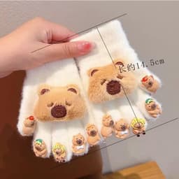 Găng tay cả bàn gắn charm , hình cappybara ,giữ ấm mùa đông cho bé từ 2 đến 10 tuổi 2