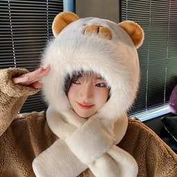 Mũ Lông Cừu 2in1 Capybara Kèm Khăn Quàng Cổ Đáng Yêu, Giữ Ấm Cùng Cánh Thiên Thần Phát Sáng Cho Bé Trang Trí Công Chúa 8