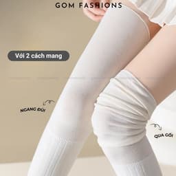 Tất đùi nữ lolita mùa đông mang boot GOMTAT, vớ đùi cổ cao thời trang, mang giày bốt, mềm mịn giữ ấm - KEM-002 2