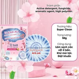 Gochy Viên Sạch Bồn Cầu Clean All 50g - Tẩy Mảng Bám Khử Mùi & Diệt Khuẩn - Tặng Chổi Cọ Đa Năng - 368 Lần Xả,Hương Đào 7