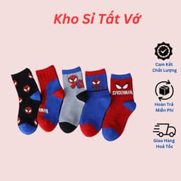 Set 10 đôi tất cotton cổ cao siêu nhân nhện bé trai , gái sợi bông mềm mại thoáng khi khử mùi dành cho bé từ 1-12 tuổi 5