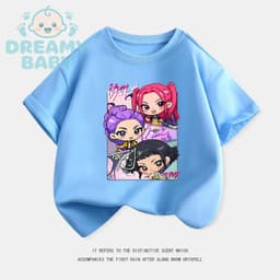 KpopQuần áo nữ săn quỷ Rumi Mira Zoe tay áo ngắn cô gái mùa hè dễ thương giản dị linh hoạt áo phông cotton nguyên chất 9