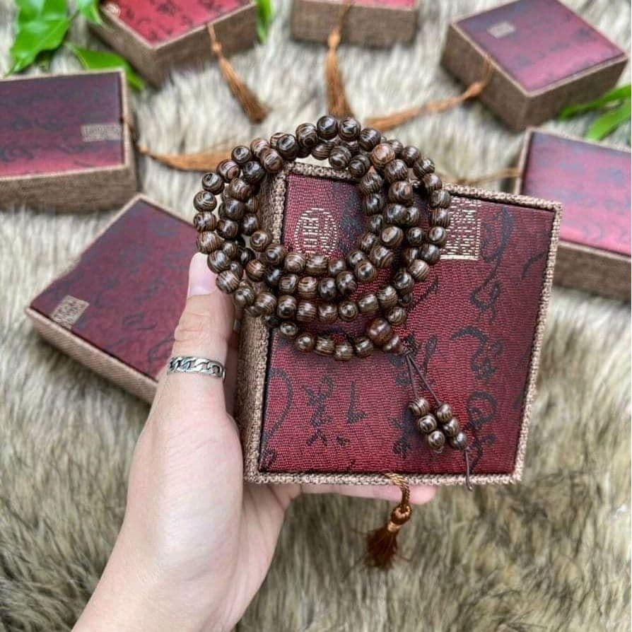 Chuỗi Hạt 108 Gỗ Mun Đuôi Công LOẠI TỐT Full Box Hộp Đựng Sang Trọng