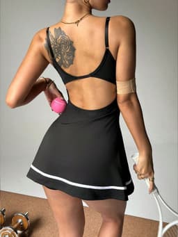 Váy Pickleball Nữ UYNSPORTY 2 Dây Jumpsuit Phối Màu, Hở Lưng Tôn Dáng Co Giãn, Bộ Đồ Pickleball Nữ 7