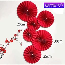 ( FREE SHIP) Sét 6 quạt giấy đỏ trang trí tết 2026, decor nhà cửa trường học tết nguyên đán 4