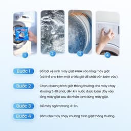 Combo 3 túi bột tẩy lồng giặt Gochy 150gr - tẩy lồng, vệ sinh máy giặt hiệu quả tặng kèm 3 viên sạch bồn cầu clean all 7