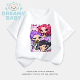 KpopQuần áo nữ săn quỷ Rumi Mira Zoe tay áo ngắn cô gái mùa hè dễ thương giản dị linh hoạt áo phông cotton nguyên chất 4