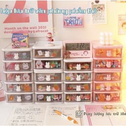 Hộp đựng đồ nhiều tầng, đựng văn phòng phẩm đồ lặt vặt đựng giấy bút cho bé có kèm sticker 4