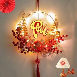 FREE SHIP [ XẢ KHO ] Set Trang Trí chữ Tết Vòng Treo cửa Thần Tài hút may mắn tài Lộc Set decor nhà cửa 6