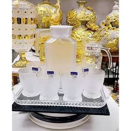 Bộ Cốc Bình Thủy Tinh Cao Cấp, Họa Tiết Nổi Sần Chịu Nhiệt Dung Tích 1700ml Màu Trắng 2
