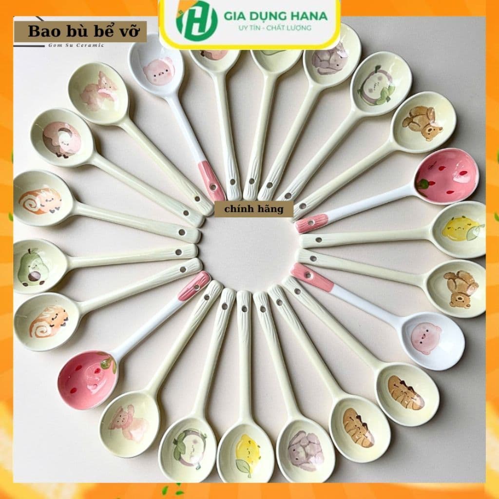 Bán Lẻ Thìa/muỗng Gốm Sứ CERAMIC - nhiều họa tiết giao ngẫu nhiên- Nhỏ xinh mà đầy tinh tế