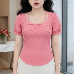 Áo Thun Tay Ngắn Bigsize Ôm Body ESHOP MS482 Thiết Kế Cổ Vuông Phối Dây Sang Chảnh Tôn Dáng 45-85kg 8