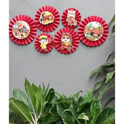 ( FREE SHIP) Sét 6 quạt giấy đỏ trang trí tết 2026, decor nhà cửa trường học tết nguyên đán 7