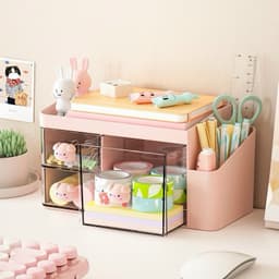Kệ đựng đồ dùng học tập học sinh kèm họa tiết dễ thương, nhiều ngăn để bàn ngăn nắp gọn gàng 2