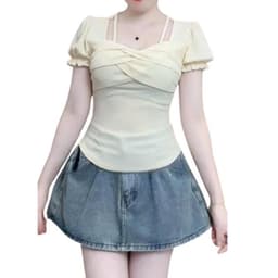 Áo Thun Tay Ngắn Bigsize Ôm Body ESHOP MS482 Thiết Kế Cổ Vuông Phối Dây Sang Chảnh Tôn Dáng 45-85kg 6