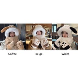 Mũ Nhung Lông Cừu Mềm & Bịt Tai Hoạt Hình Ấm Áp, Thiết Kế Tai Bóp Đáng Yêu Vui Nhộn 6
