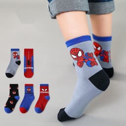 Set 10 đôi tất cotton cổ cao siêu nhân nhện bé trai , gái sợi bông mềm mại thoáng khi khử mùi dành cho bé từ 1-12 tuổi 2