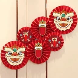( FREE SHIP) Sét 6 quạt giấy đỏ trang trí tết 2026, decor nhà cửa trường học tết nguyên đán 5
