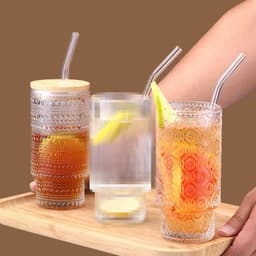 Hộp 6 Ly Thuỷ Tinh Uống Sinh Tố Trà Chanh 250- 460ML Có Thể Xếp Chồng 4
