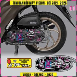 Tam Dán Lốc Máy Xe Vision Đời 2021 Đến 2026 Mẫu Mới Cực Đẹp Decal 3 Lớp Chất lượng 2
