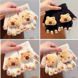 Găng tay cả bàn gắn charm , hình cappybara ,giữ ấm mùa đông cho bé từ 2 đến 10 tuổi 3