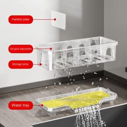 Kệ Để bồn rửa chén nhà bếp, Giá Đỡ bồn bát nhựa PET có khay thoát nước, Kệ để đồ rửa chén Tiện Dụng 5