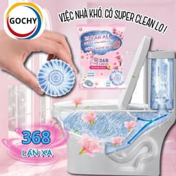 Gochy Hộp 10 Viên Sạch Bồn Cầu Clean All 50g - Tẩy Mảng Bám Khử Mùi & Diệt Khuẩn 368 Lần Xả - Hương Đào 5
