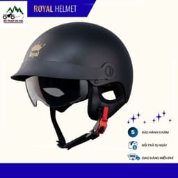 [HN]  Mũ bảo hiểm 1/2 Royal M163 lưỡi trai kèm kính âm màu đen che nắng dành cho nam nữ đi xe máy 1