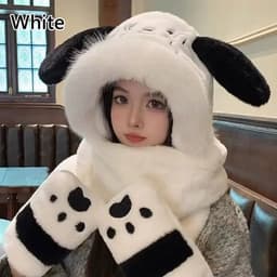 Mũ Nhung Lông Cừu Mềm & Bịt Tai Hoạt Hình Ấm Áp, Thiết Kế Tai Bóp Đáng Yêu Vui Nhộn 5