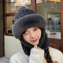 Mũ Len Lông Cừu Trùm Đầu Chống Gió Kèm Khăn Quàng Cổ 3in1 Siêu Ấm Áp. Mũ Chùm Đầu 3in1 Kèm Khẩu Trang Mẫu vặn thừng 6