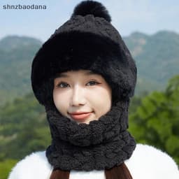 Mũ Len Lông Cừu Trùm Đầu Chống Gió Kèm Khăn Quàng Cổ 3in1 Siêu Ấm Áp. Mũ Chùm Đầu 3in1 Kèm Khẩu Trang Mẫu vặn thừng 8