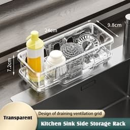 Kệ Để bồn rửa chén nhà bếp, Giá Đỡ bồn bát nhựa PET có khay thoát nước, Kệ để đồ rửa chén Tiện Dụng 2