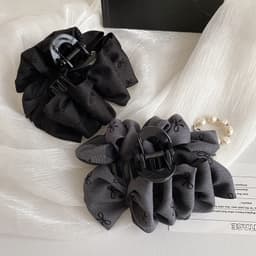 Kẹp Tóc Nữ Nơ Màu Đen Satin Cá Mập Kẹp Phụ Kiện Tóc Thời Trang Phong Cách Hàn Quốc 4