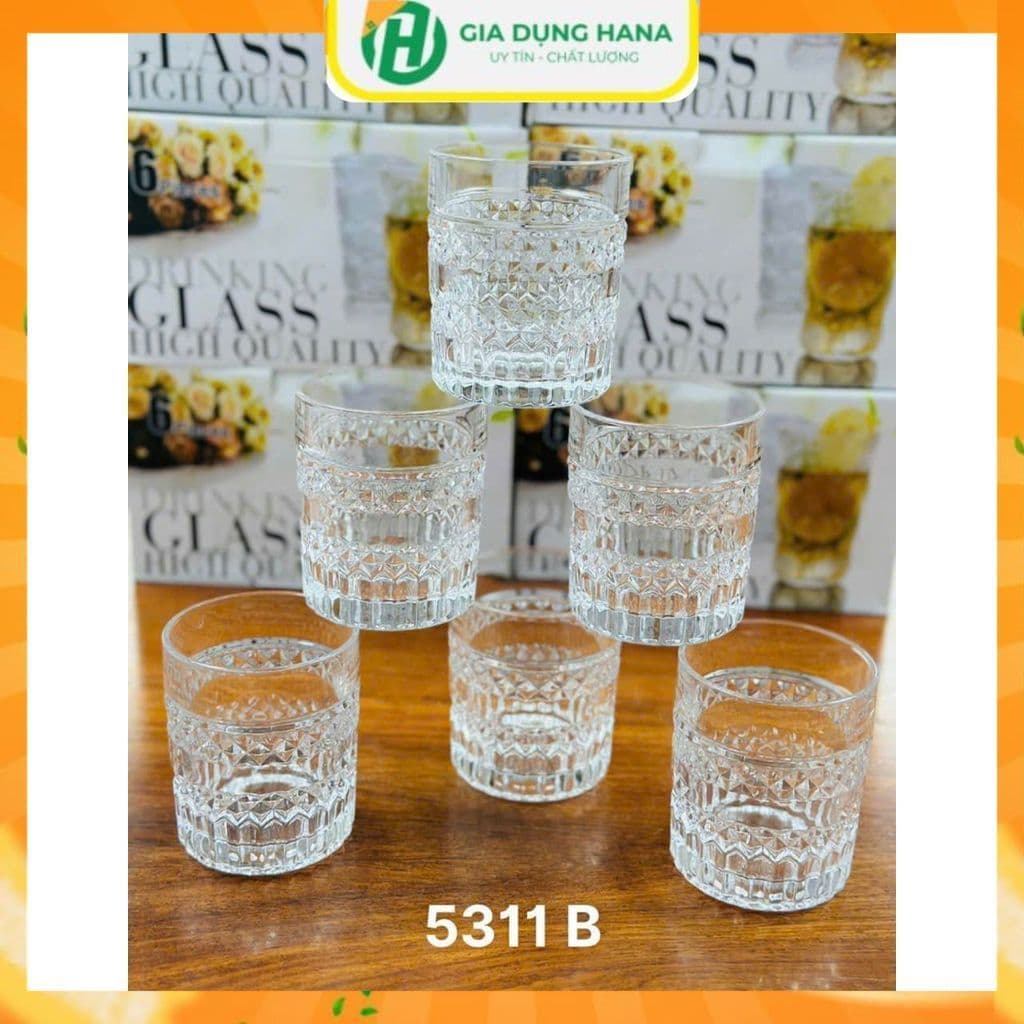 Ly, cốc thủy tinh chịu nhiệt HONNGLI mầu trắng, bộ 6 cốc, dung tích 300ml /ly nhiều mã khác nhau