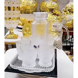 Bộ Cốc Bình Thủy Tinh Cao Cấp, Họa Tiết Nổi Sần Chịu Nhiệt Dung Tích 1700ml Màu Trắng 1