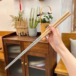 ĐŨA XÀO RAU DÀI BẰNG INOX CÁN GỖ 8