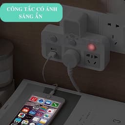 Ổ chia điện 2500W với đèn ngủ 3 chế độ sáng, bật tắt độc lập, tiện lợi cho sử dụng hằng ngày. 3