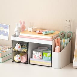 Kệ đựng đồ dùng học tập học sinh kèm họa tiết dễ thương, nhiều ngăn để bàn ngăn nắp gọn gàng 1