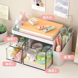 Kệ đựng đồ dùng học tập học sinh kèm họa tiết dễ thương, nhiều ngăn để bàn ngăn nắp gọn gàng 5