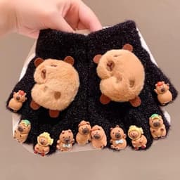 Găng tay cả bàn gắn charm , hình cappybara ,giữ ấm mùa đông cho bé từ 2 đến 10 tuổi 4