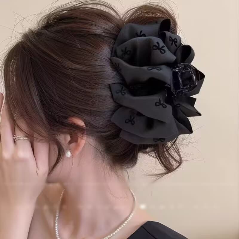 Kẹp Tóc Nữ Nơ Màu Đen Satin Cá Mập Kẹp Phụ Kiện Tóc Thời Trang Phong Cách Hàn Quốc