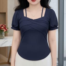 Áo Thun Tay Ngắn Bigsize Ôm Body ESHOP MS482 Thiết Kế Cổ Vuông Phối Dây Sang Chảnh Tôn Dáng 45-85kg 7
