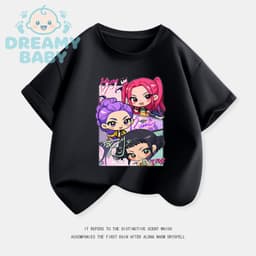 KpopQuần áo nữ săn quỷ Rumi Mira Zoe tay áo ngắn cô gái mùa hè dễ thương giản dị linh hoạt áo phông cotton nguyên chất 6