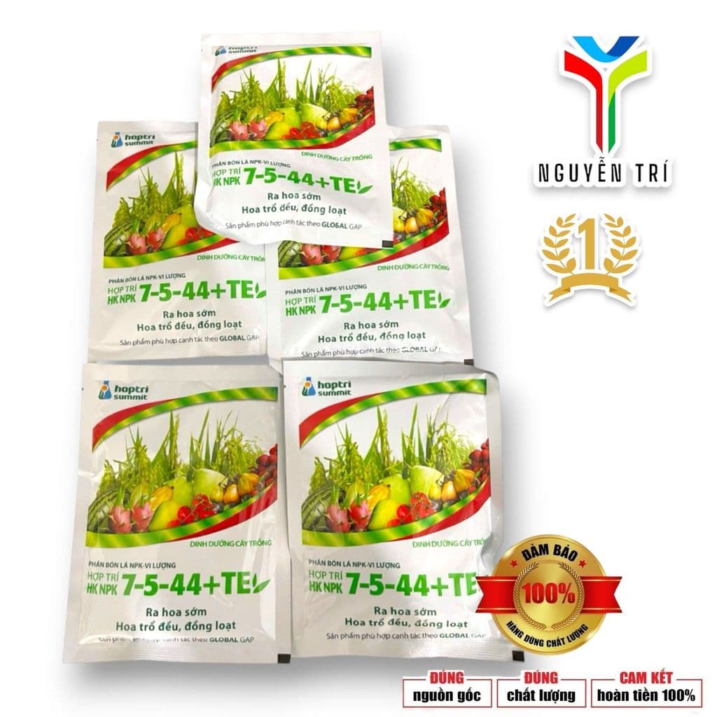 [COMBO 5 GÓI] NPK 7-5-44+TE Hợp Trí (Gói 40g) - Kích Thích Ra Hoa Sớm, Trổ Bông Đồng Loạt, Chắc Hạt